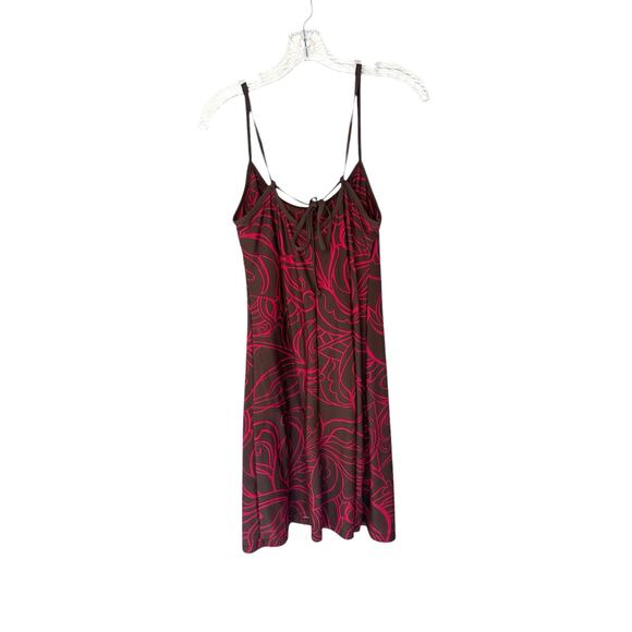 Athleta Brown Red Nylon Spaghetti Strap Vacation Travel Beach Swim Dress Medium - Picture 7 of 10